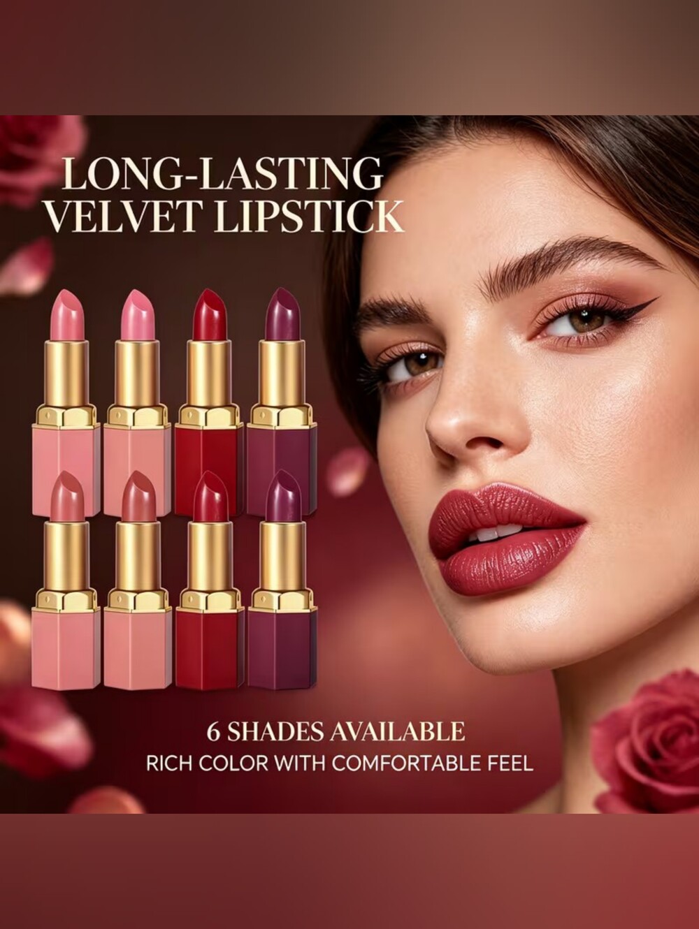 Beautiful Long-Lasting Velvet Lipstick Set (6 Shades)
